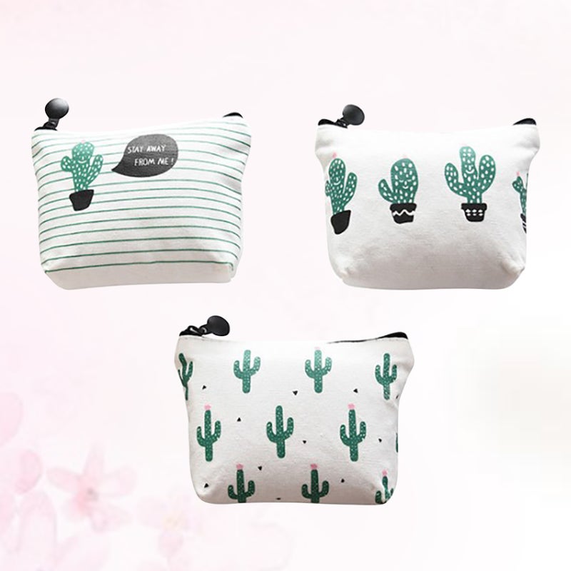 6 pcs Canvas Cactus Student Pen Pencil Case Cosmetic Makeup Bag Holder Mini Wallet Cactus Change Pouch Key Holder Bag - Image 4