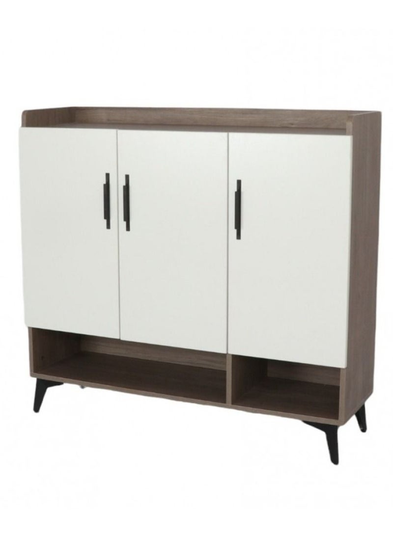 muntathar 3 Door Shelving Cabinet Brown/White 