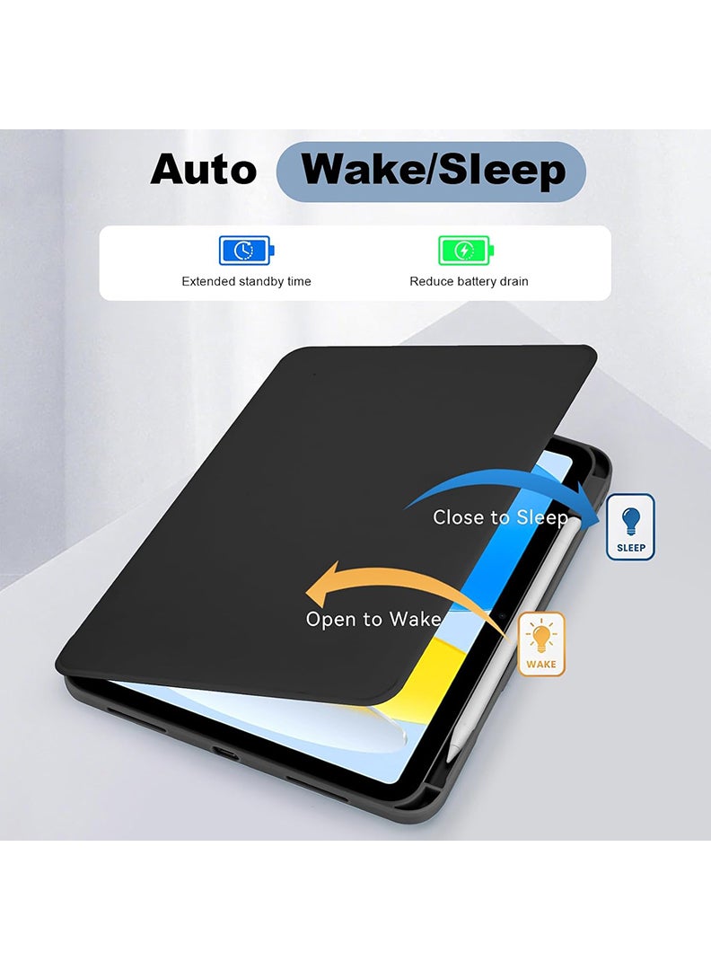 ثيودور جراب دوار لجهاز iPad (A16) الجيل الحادي عشر 11 بوصة/الجيل العاشر 10.9 بوصة (2025/2022) مع حامل قلم، غطاء خلفي شفاف مقاوم للصدمات قابل للدوران 360 درجة، خاصية التشغيل/الإيقاف التلقائي، أسود - Image 5
