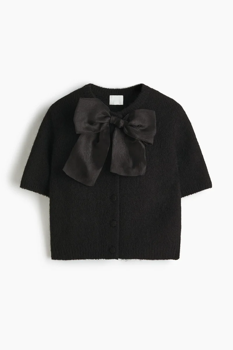H&M Bow-detail knitted cardigan