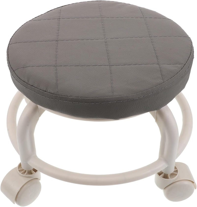 Healifty Swivel Rolling Stool 10" High Pu Leather Low Salon Footrest Chair with 360° Rotation and Caster Wheels for Spa, Pedicure, and Home Use - Image 1