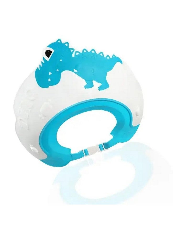 LONGMIRE Baby Shower Cap for Kids Hair Washing Shield, Toddler Bath Hat, Shampoo Visor, Head Protector - Cute Dinosaur Shape Makes Bath More Fun - Blue (1 Pack) - Image 4