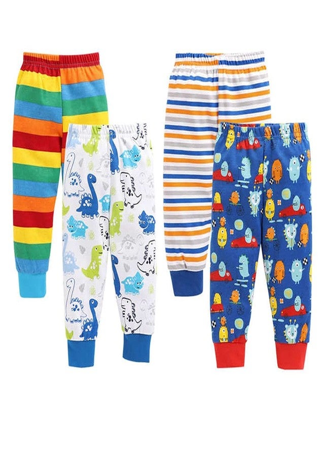 TiniBerry Baby Boys Girls Cotton All Over Print Pajama Rib Pants Pack of 6 Assorted Prints Pack of 6 (3-6 Months, Blue) - Image 5