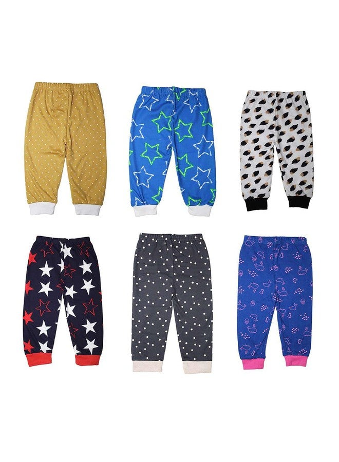 TiniBerry Baby Boys Girls Cotton All Over Print Pajama Rib Pants Pack of 6 Assorted Prints Pack of 6 (3-6 Months, Blue) - Image 1