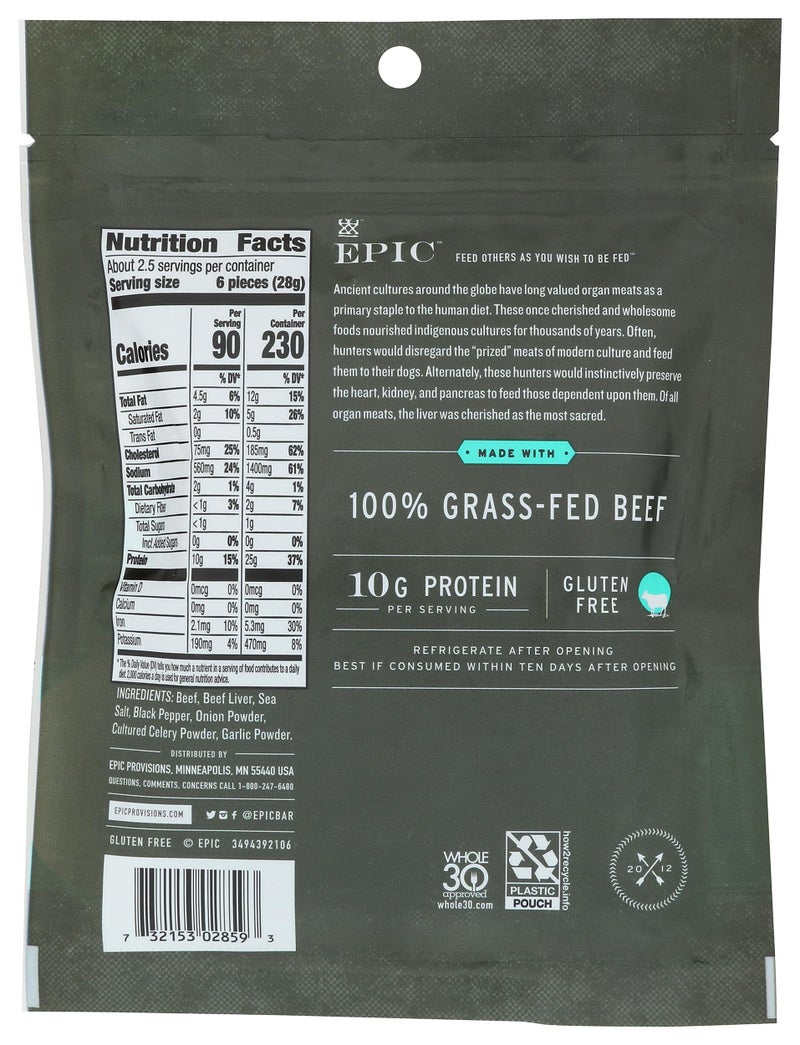 EPIC PROVISIONS Sea Salt Beef & Beef Liver Bites, 2.5 OZ - Image 2