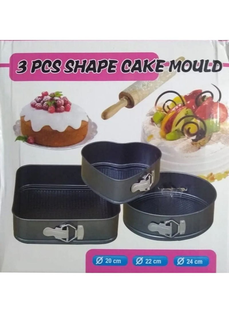 DubaiGallery 3-Piece Round Shape Cake Mold Set Black - Image 1