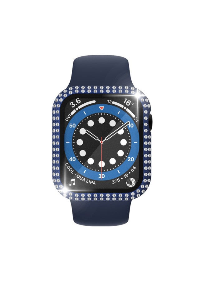 Applicable To For Apple Watch Protective Case 6/5/4/SE Generation Iwatthc Diamond Double Diamond Protective Case Frame Tempered Film-Color:Silver-Exterior Dimension:44mm - Image 4