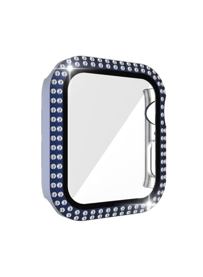 Applicable To For Apple Watch Protective Case 6/5/4/SE Generation Iwatthc Diamond Double Diamond Protective Case Frame Tempered Film-Color:Silver-Exterior Dimension:44mm - Image 5