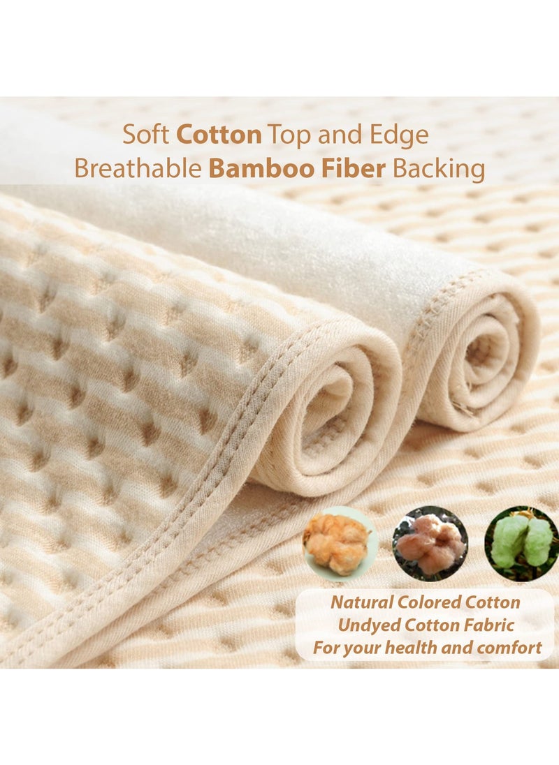 Bebiland 50×70cm Waterproof Bed Pad, 4-Layer Incontinence Pad with 100% Cotton Surface, Washable Mattress Protector for Babies, Toddlers, and Adults, BrownStripes  - Image 4