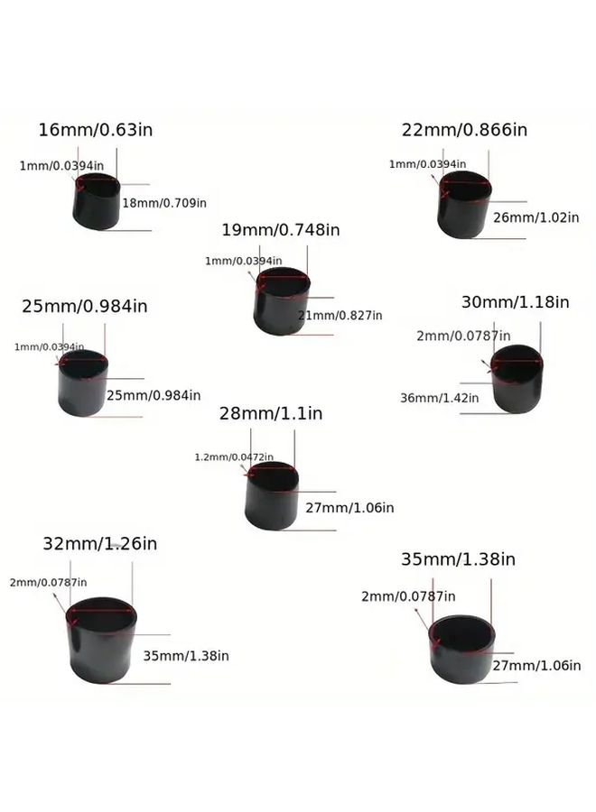 10pcs Black PVC Chair Leg Covers NonSlip Wearproof Waterproof For Indoor Outdoor - Image 2