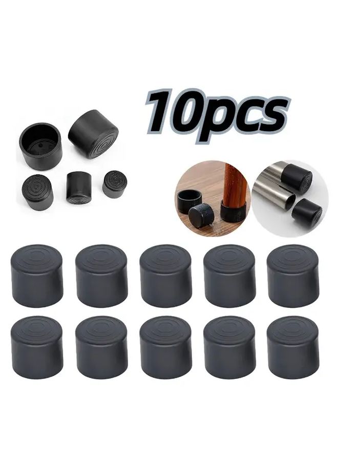 10pcs Black PVC Chair Leg Covers NonSlip Wearproof Waterproof For Indoor Outdoor - Image 1
