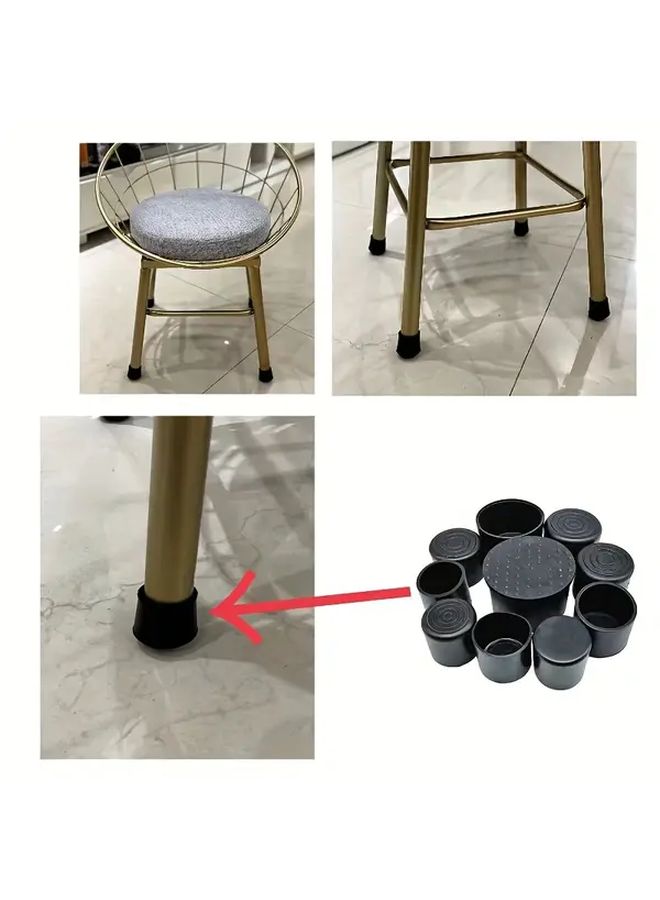 10pcs Black PVC Chair Leg Covers NonSlip Wearproof Waterproof For Indoor Outdoor - Image 4