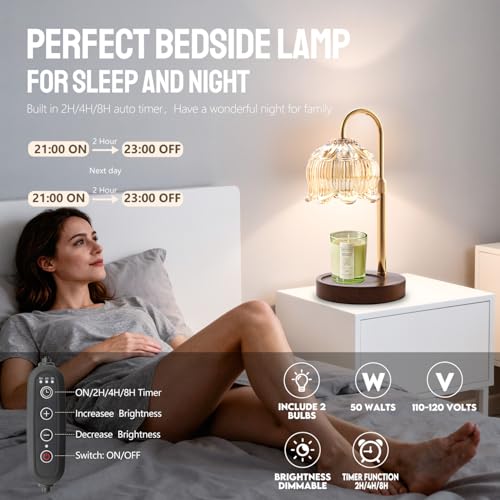 GEEZO Fragrance Candle Warmer Lamp，Electric Candle Warmer with Timer & Dimmer，Mom Christmas Birthday Gifts for Women, House Warming Gifts New Home Bedroom Decor - Image 2