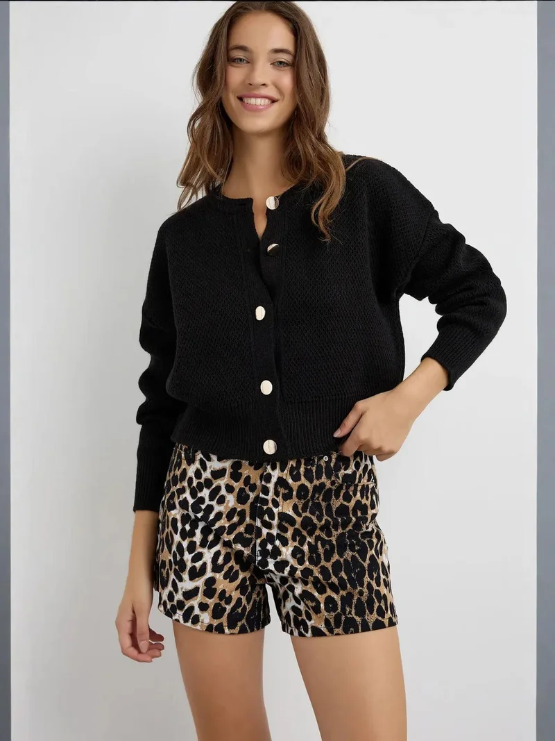 HICCUP Textured Buttoned Cardigan