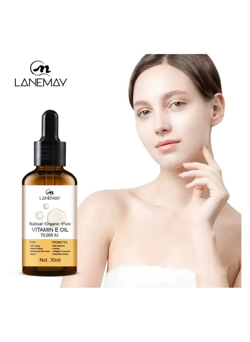 LANEMAY زيت فيتامين E – سيروم مرطب ومغذي ومشدود ومضيء، جوهر إصلاح البشرة المضادة للتجاعيد - Image 1