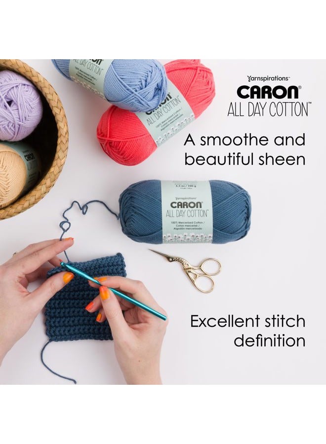 CARON All Day Cotton Morning Air Yarn - 3 Pack of 100g/3.5oz - 100% Mercerized Cotton - #4 Worsted (Medium) - 173 Yards - Knitting/Crochet - Image 5