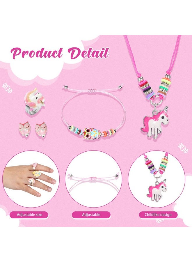 Sherr مجموعة مجوهرات للأطفال مكونة من 70 قطعة للفتيات الصغيرات، أساور صداقة قابلة للتعديل على شكل حورية البحر وقلادات وخواتم وأقراط على شكل حيوان متعدد الألوان، قلادة منسوجة للفتيات الصغيرات، هدايا للعب التظاهري - Image 5