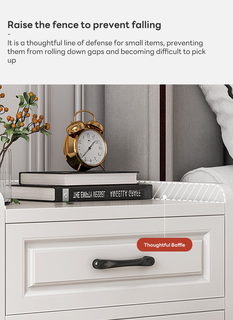 Sharpdo European Style Bedroom Cabinet Vintage Nightstand with 3 Drawers for Bedroom Living Room 40*36*60CM  - Image 5