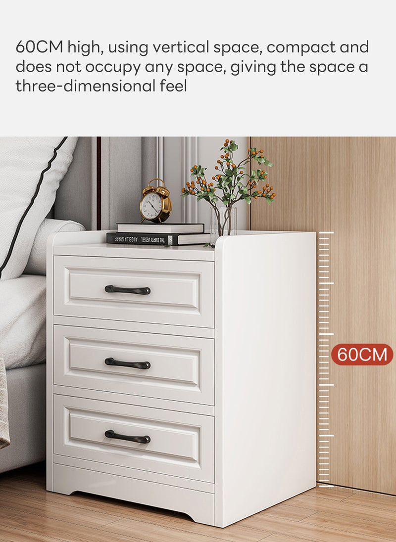 Sharpdo European Style Bedroom Cabinet Vintage Nightstand with 3 Drawers for Bedroom Living Room 40*36*60CM  - Image 4