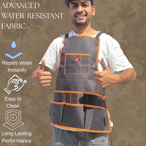 PAHAL Tool Apron with Pockets for Electrician, Carpenter, Gardener & Workshop – Heavy Duty Work Apron Organizer with Adjustable Straps, for Men & Women, Garden & Workshop Use (60x61 cm) - Image 5