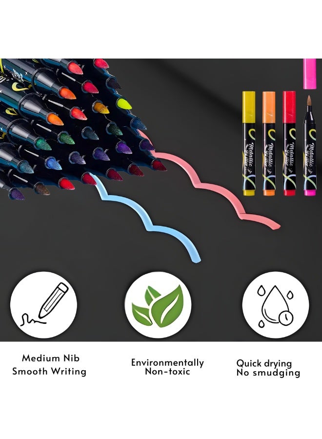 فيو ٢٤ قلم أكريليك لامع برأس ناعم لليدويّات والرسومات، أدوات فنية، أقلام تلوين بألوان متنوعة، تدفق سلس، أقلام أكريليك دقيقة، أقلام فرشاة دائمة، أقلام إبداعية لمشاريع DIY، الفنون والحرف، الصف الدراسي، أنشطة للأطفال والكبار، تعمل على الورق والمعدن والخشب والسيراميك والقماش والزجاج والصخور والقماش والأكواب والحجر، هدية لحفلة عيد ميلاد، تفضيلات للحفلات، 24 لونًا متنوعًا. - Image 3