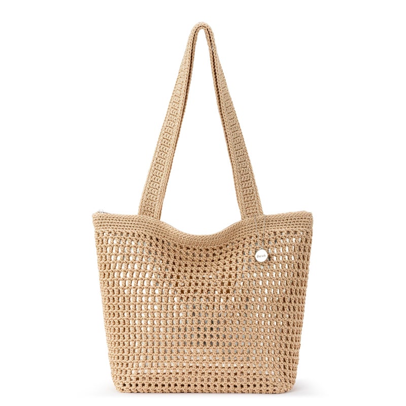 The Sak Casual Classics Tote Bag - Hand Crochet Woman's Purse For Everyday, Travel, Beach Bag - Handbag With Shoulder Straps - Bamboo W/Gold - Image 1