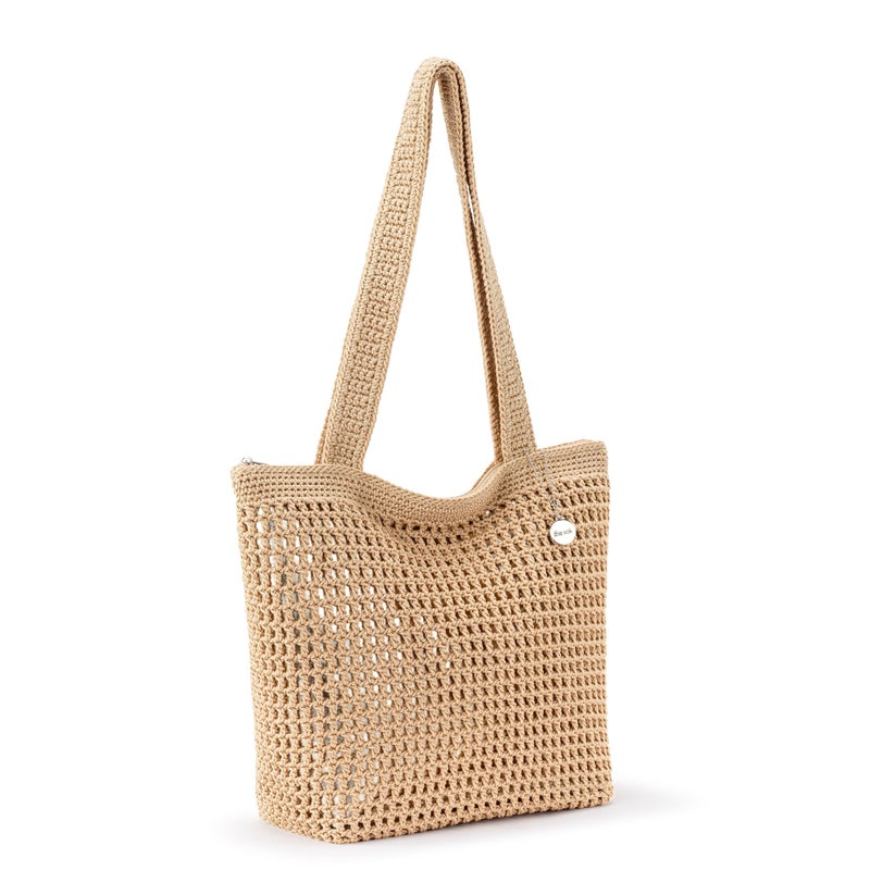 The Sak Casual Classics Tote Bag - Hand Crochet Woman's Purse For Everyday, Travel, Beach Bag - Handbag With Shoulder Straps - Bamboo W/Gold - Image 4