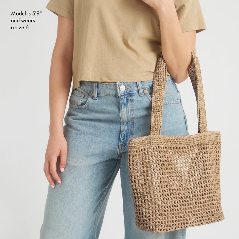 The Sak Casual Classics Tote Bag - Hand Crochet Woman's Purse For Everyday, Travel, Beach Bag - Handbag With Shoulder Straps - Bamboo W/Gold - Image 3
