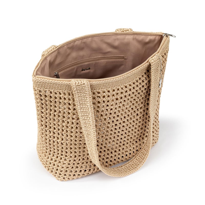 The Sak Casual Classics Tote Bag - Hand Crochet Woman's Purse For Everyday, Travel, Beach Bag - Handbag With Shoulder Straps - Bamboo W/Gold - Image 5