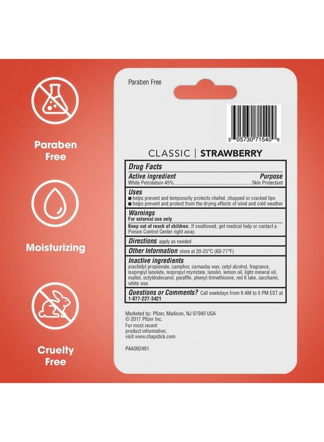 تشابستيك مرطب شفاه تشابستيك الكلاسيكي بنكهة الفراولة، 6 عبوات - مرطب شفاه ملون، بنكهة العصير والحلاوة، 0.15 أونصة - Image 5