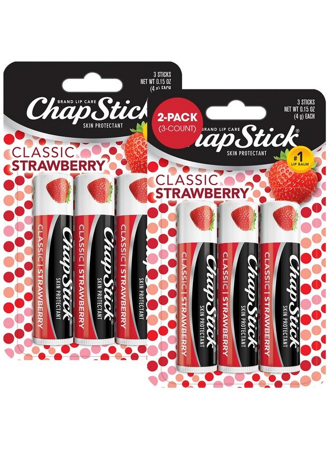 تشابستيك مرطب شفاه تشابستيك الكلاسيكي بنكهة الفراولة، 6 عبوات - مرطب شفاه ملون، بنكهة العصير والحلاوة، 0.15 أونصة - Image 1