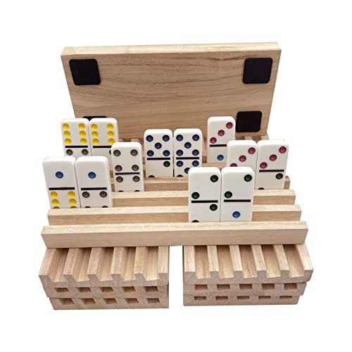 SUTIMSHE Mexican Train Domino Trays Set of 8Natural Wood Domino Racks Domino Tiles HoldersDouble 12 Tiles HolderChickenfoot and Other Dominoes GamesDominoes NOT Included - Image 5