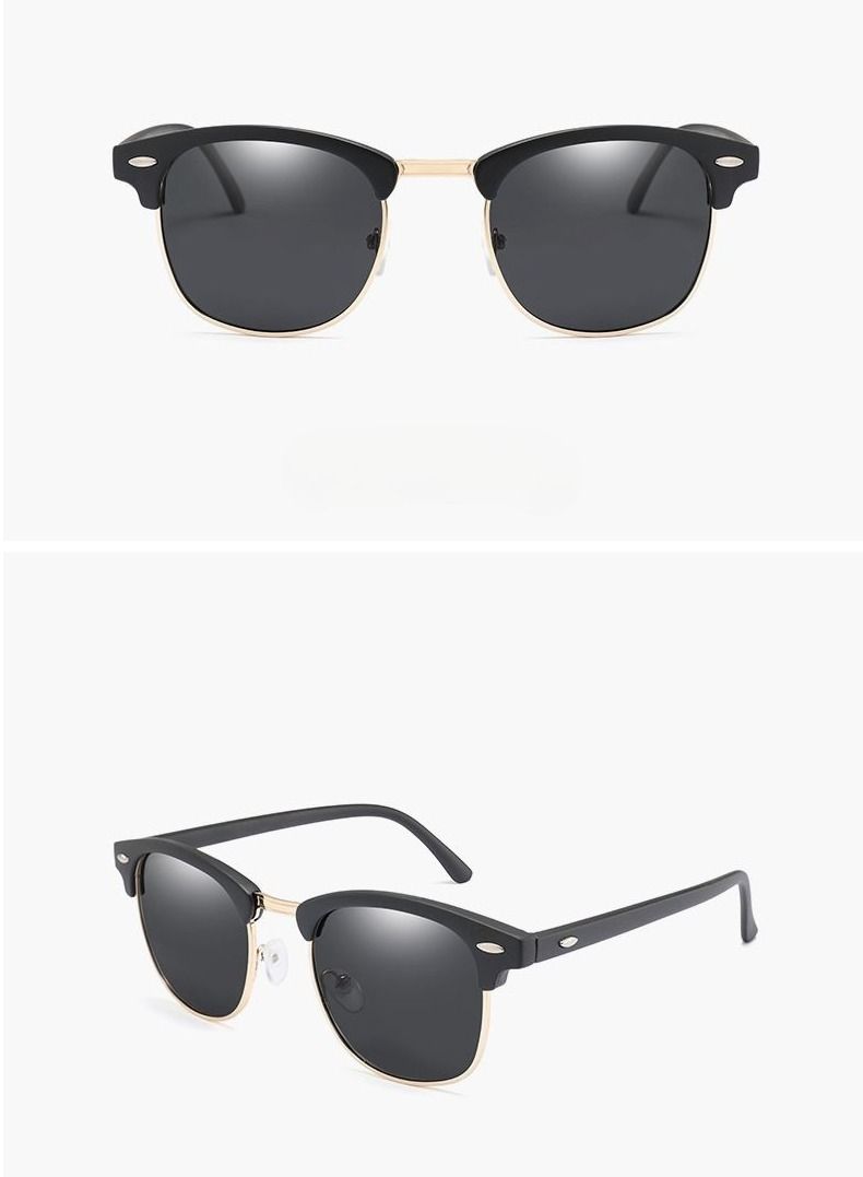 HDCRAFTER Men's Metal Half Frame UV400 Sunglasses - Image 2