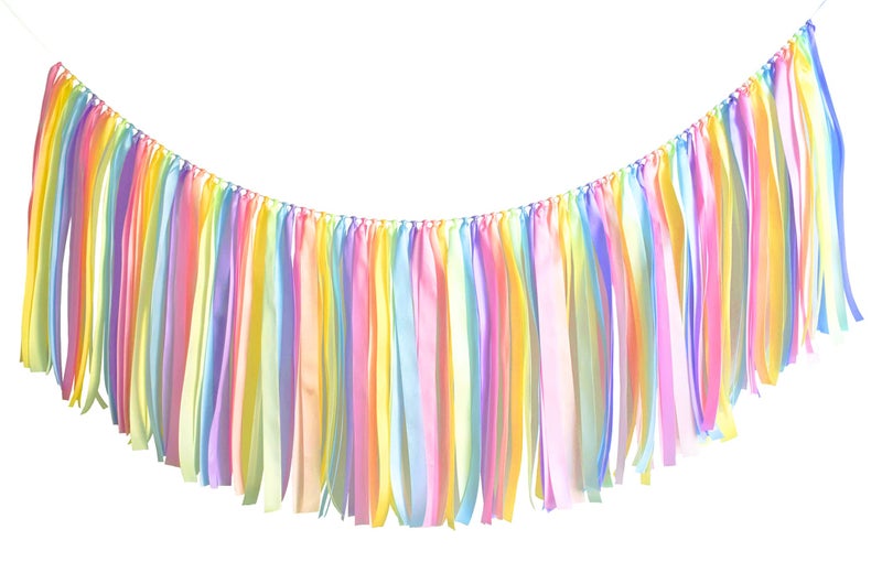 Kingsnow Highchair Banner Birthday Ribbon Garland 40 inches Chair Tutu Skirt for Ice Cream Party Decor,Baby Shower,Photo Booth Props,Classroom Decor and Girl Birthday - Image 3