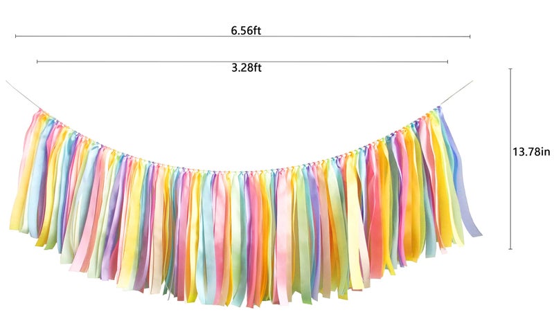 Kingsnow Highchair Banner Birthday Ribbon Garland 40 inches Chair Tutu Skirt for Ice Cream Party Decor,Baby Shower,Photo Booth Props,Classroom Decor and Girl Birthday - Image 5