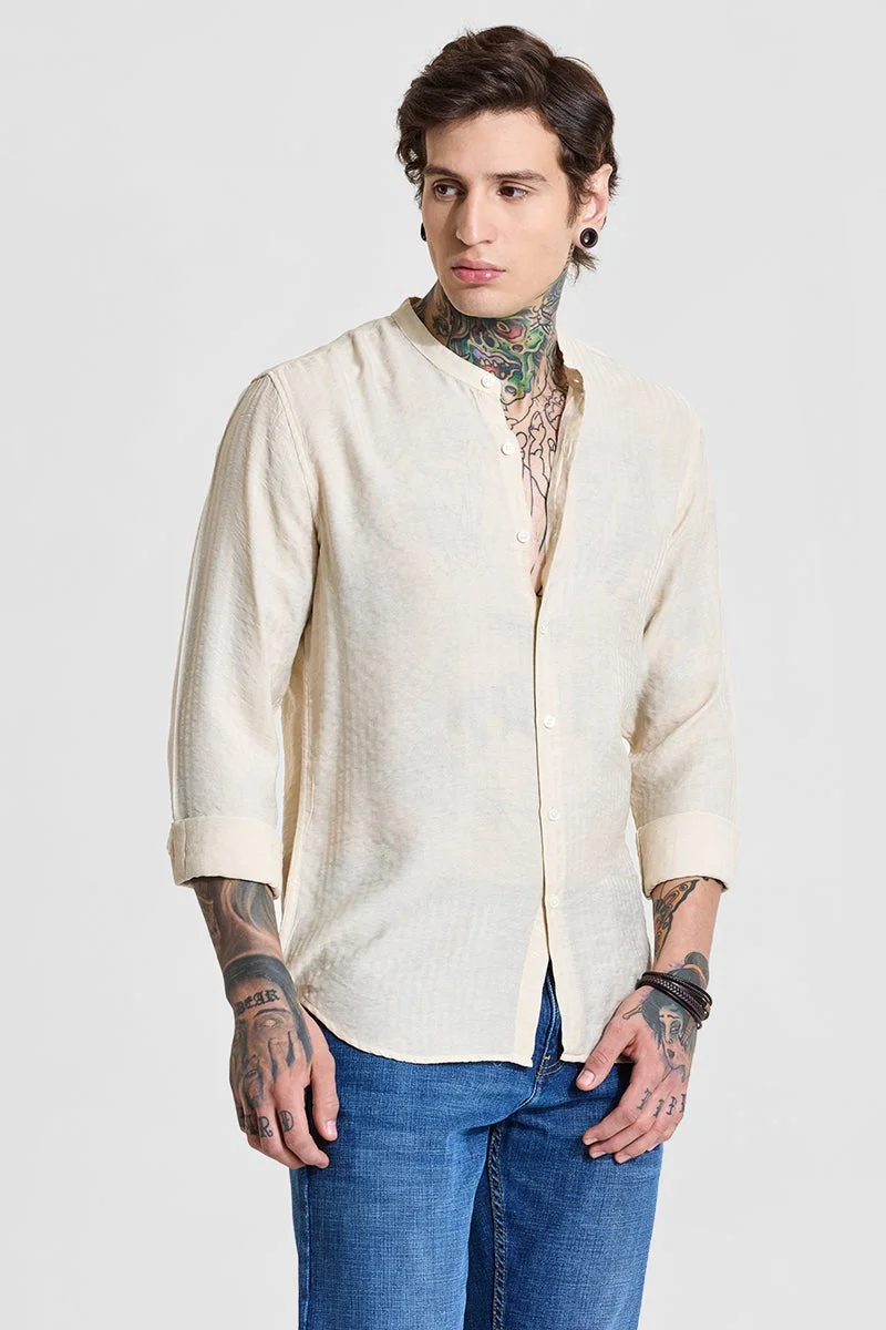 SNITCH Beige Solid Slim Fit Shirt