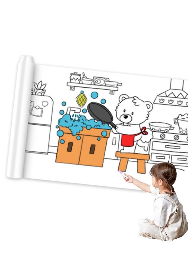 300*30cm Children's Color Poster, Giant Painting Scroll For Classroom Wall, Diy Digital Painting, Family Scene Pattern, For Children, Educational Interaction - Image 1
