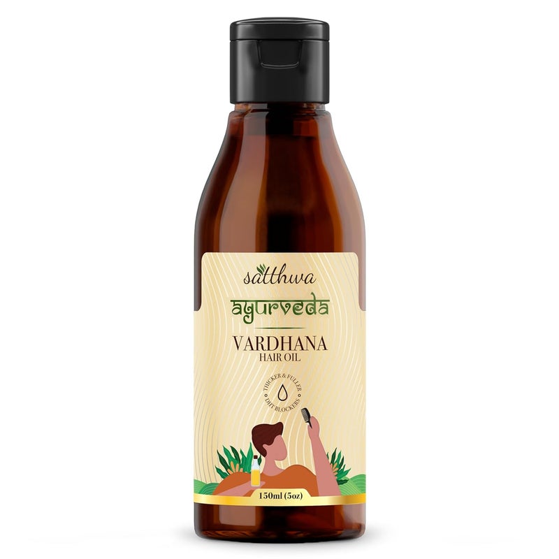 Satthwa Ayurveda Vardhana Hair Oil With Pumpkin Seed Oil Saw Palmetto as Natural DHT Blockers Helps Control Hair Fall and Strong hair Paraben Free 150ml - Image 1