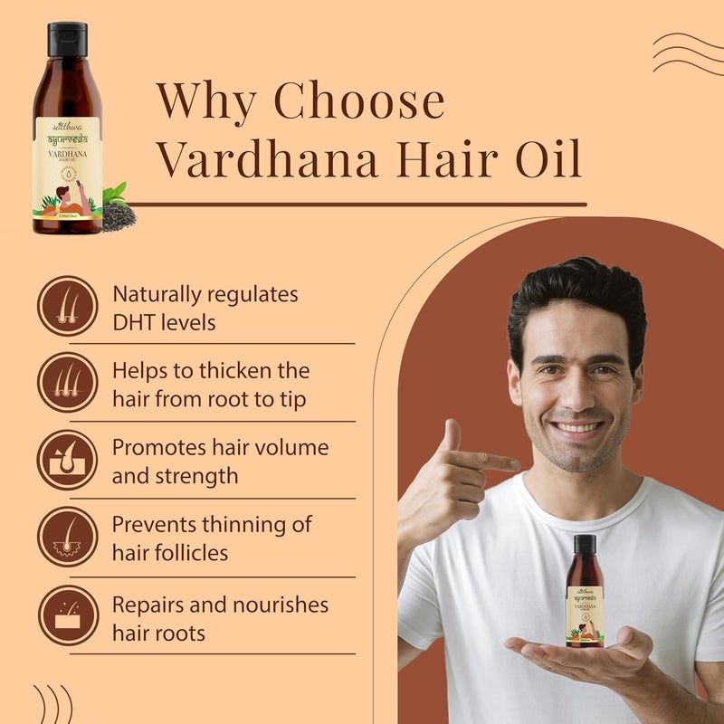 Satthwa Ayurveda Vardhana Hair Oil With Pumpkin Seed Oil Saw Palmetto as Natural DHT Blockers Helps Control Hair Fall and Strong hair Paraben Free 150ml - Image 2