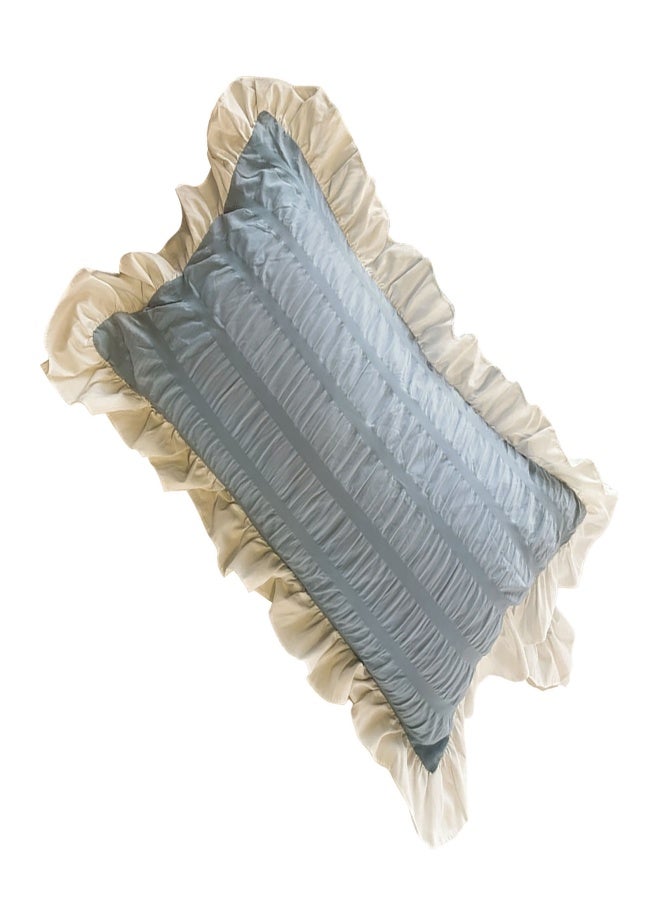 Ruffles Pillow Covers for Student Pure Color Breathable Lovely Pillow Cases for Dormitory Bedroom Blue 48x74cm/18.9x29.1in - Image 4