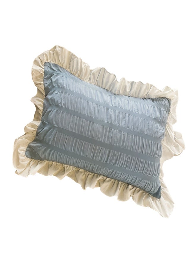 Ruffles Pillow Covers for Student Pure Color Breathable Lovely Pillow Cases for Dormitory Bedroom Blue 48x74cm/18.9x29.1in - Image 3