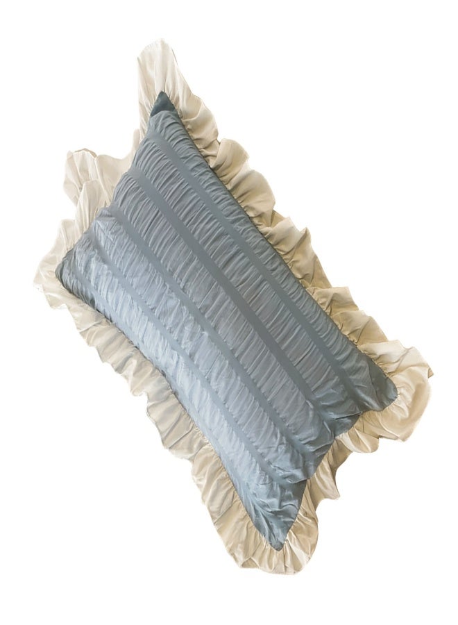 Ruffles Pillow Covers for Student Pure Color Breathable Lovely Pillow Cases for Dormitory Bedroom Blue 48x74cm/18.9x29.1in - Image 5