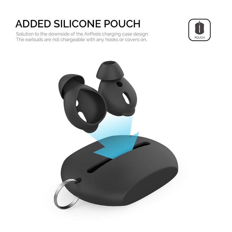 AhaStyle 4 Pairs AirPods Ear Tips Silicone Earbuds Cover Compatible with Apple AirPods (2 Pair Large & 2 Pairs Small, Black) - Image 5
