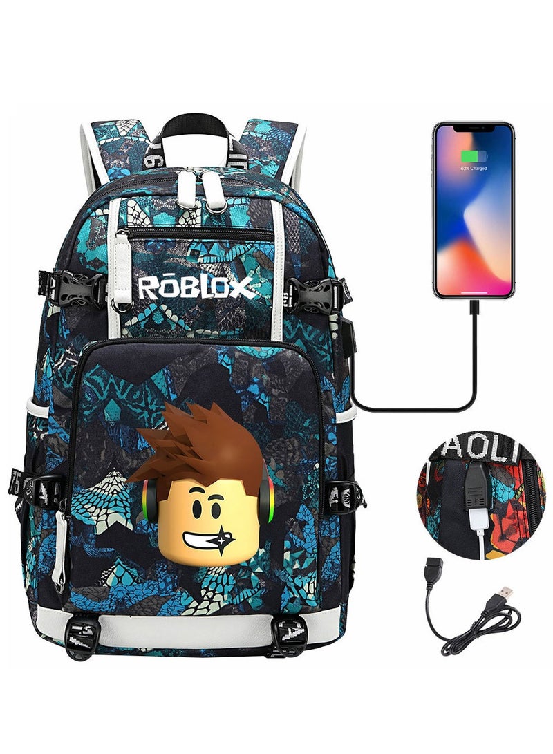 روبلوكس مجموعة حقيبة ظهر بقفل كلمة مرور USB هزلية مكونة من ثلاث قطع