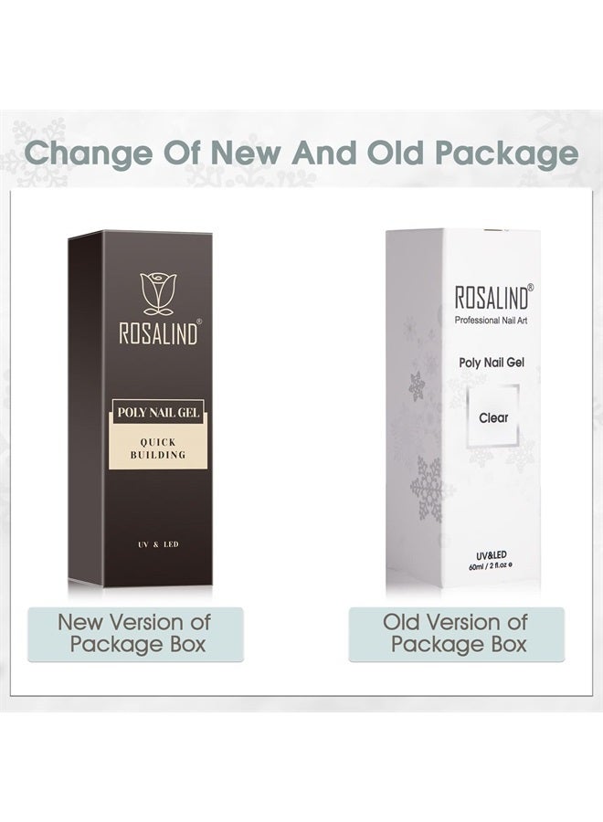 Rosalind Soft Pink Poly Nail Gel, 60ml Poly Extension Gel for Nail Art Decoration, Nail Thickening Extension Easy to DIY, Pink Nail Enhancement as Mother's Day gift Need UV Lamp(Update Version) - Image 1