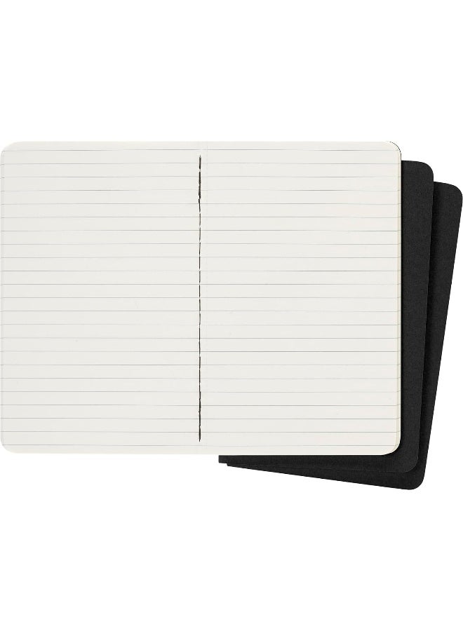 Moleskine 9 x 14 cm Cahier Journal Set 3 Notebooks with Ruled Pages Cardboard Cover and Visible Cotton Stiching - Black - Image 4