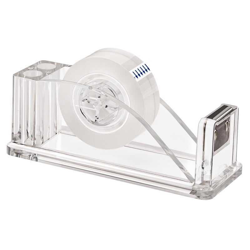 JEFURE Transparent Acrylic Tape Dispenser, Non-Skid Tape Cutter Holder, Clear Tape Dispensers Bulk for Desk, Office, Home, School - Image 1
