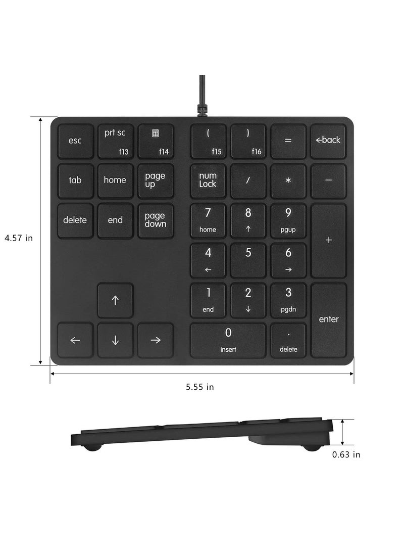 Merdia Merdia Numeric Keypads Wired Numpad 34 Keys External Mini Slim Keyboard Magic Force for Financial Cashier Securities-Black| Laptop Accessories | Num Pad | Number keypad for Laptop | Work Keyboard  - Image 2