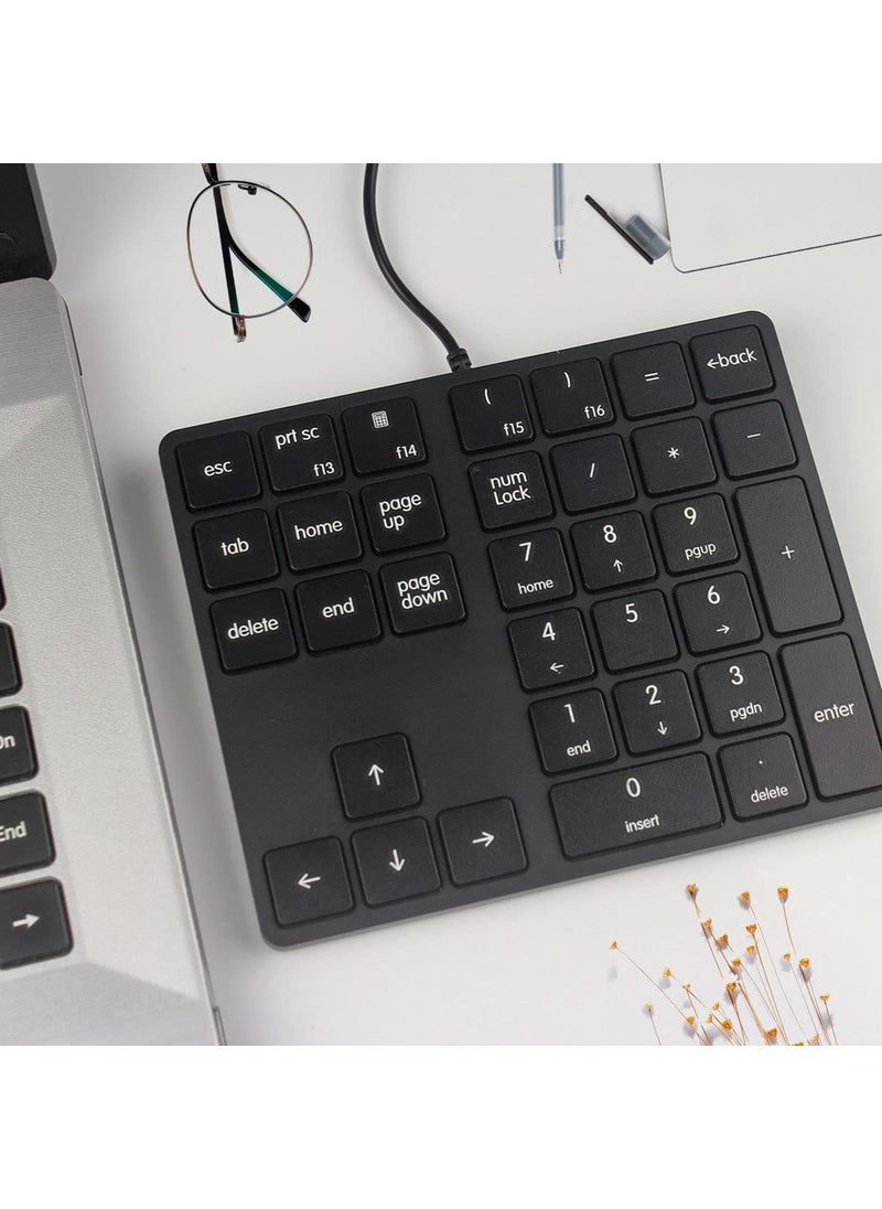 Merdia Merdia Numeric Keypads Wired Numpad 34 Keys External Mini Slim Keyboard Magic Force for Financial Cashier Securities-Black| Laptop Accessories | Num Pad | Number keypad for Laptop | Work Keyboard  - Image 3