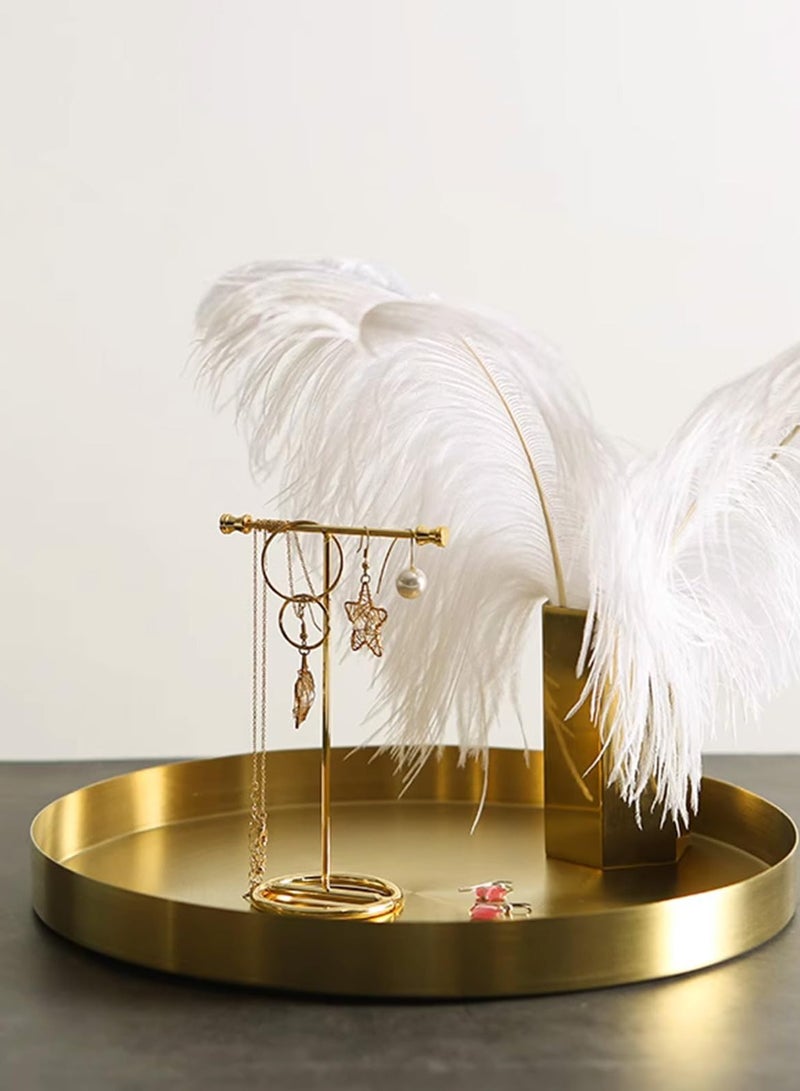 بيوينتي صينية تقديم ذهبية 3 قطع، صحن تقديم ذهبي، صحن زينة دائري، صحن زينة معدني مصقول، 12 بوصة (30.5 سم تقريباً)، خادم دائري ذهبي اللون، خزانة ديكور، شموع الحمام، عرض الطعام، طاولة قهوة - Image 3